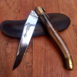 Magnifique Couteau LAGUIOLE EXTRA G.DAVID Manche en Corne avec &Eacute;tui en Cuir