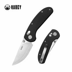 Couteau Kubey Sparrow Lame Acier San Mai AUS-10 Satin Manche Black G10 Crossbar Lock KUB449A