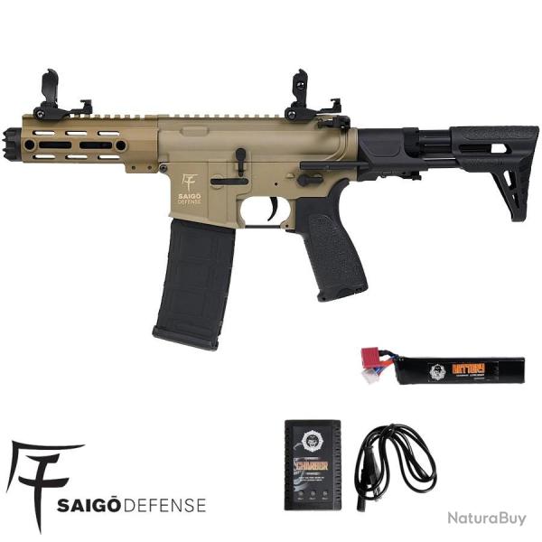 R�plique Airsoft M4 Saigo Ronin Tan AEG - COMBO (batterie + chargeur)