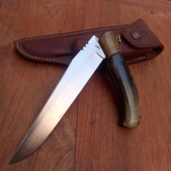 Solide Couteau de Chasse &agrave; la d estaing  Manche en Corne avec &Eacute;tui en cuir