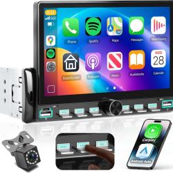 Autoradio 7" 1 Din avec carplay sans Fil Android Auto,Radio FM avec Blurtooth, syst&egrave;me de Navigation