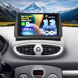 Autoradio Android 13 2G+64Gpour Renault Clio 3th 2005-2017 avec Carplay/Android Auto/Mirrorlink, &eacute;cr