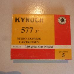5 BALLES KYNOCH 577 NITRO EXPRESS 750 GRNS SOFT NOSED