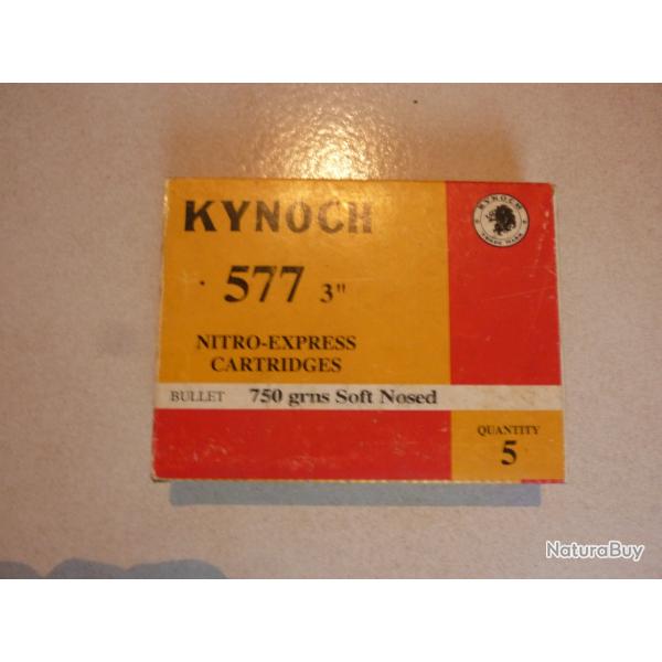 5 BALLES KYNOCH 577 NITRO EXPRESS 750 GRNS SOFT NOSED