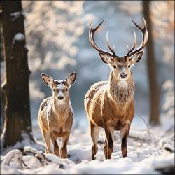 SERVIETTE CERFS DANS LA NEIGE - AMBIENTE