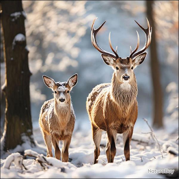 SERVIETTE CERFS DANS LA NEIGE - AMBIENTE