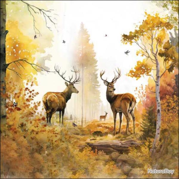 SERVIETTE FORET D'AUTOMNE AVC CERFS - AMBIENTE