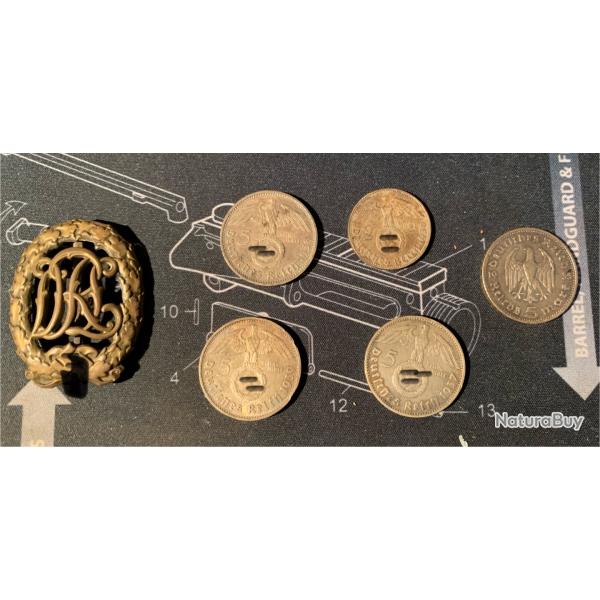 Lot reichsmark et insigne sport original