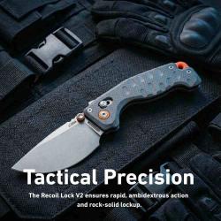 Couteau CJRB Doubletap Lame Acier D2 SW Manche Blue G10 Recoil Lock Clip J1970BU