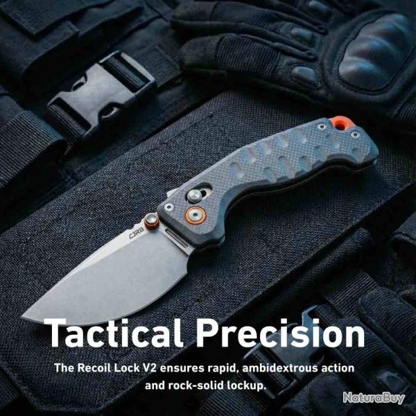 Couteau CJRB Doubletap Lame Acier D2 SW Manche Blue G10 Recoil Lock Clip J1970BU