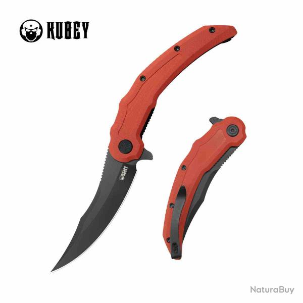 Couteau Kubey Crest Lame Acier 14C28N Blackwash Manche Red G10 Linerlock IKBS KUB346E