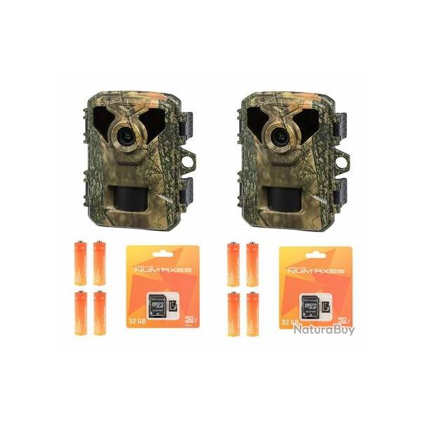 Pack pi�ge photographique Num'axes PIE1075 2 pi�ges + 8 piles + 2 cartes micro SD