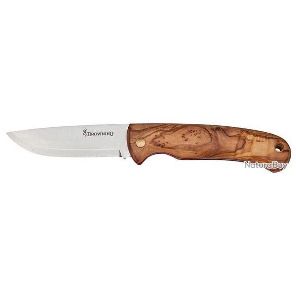 Couteau fermant Browning pocket folding manche bois d'olivier lame 8cm
