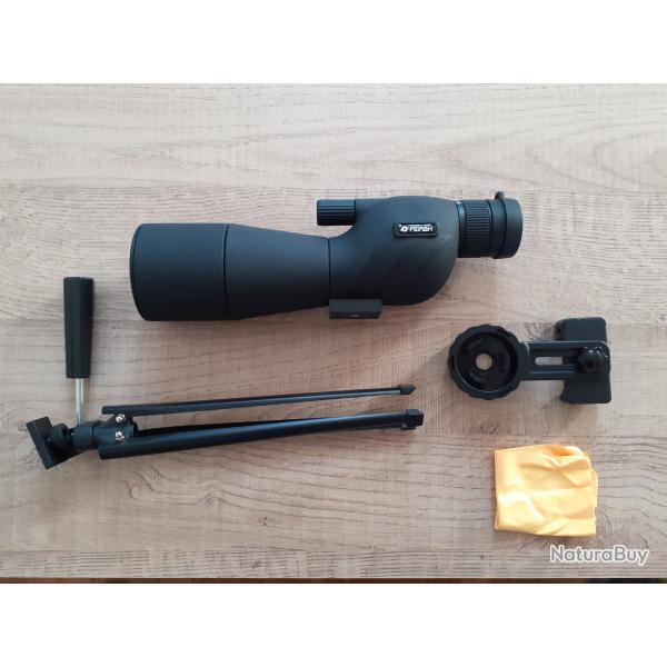 T�lescope �tanche 25-75x60 avec tr�pied et support t�l�phone, monoculaire FMC BAK4 pour observation