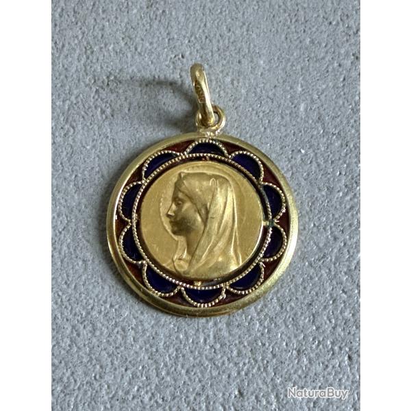 Pendentif or massif 18 carats - double face - Marie & Lourdes - catholique - Chr�tien - m�daille