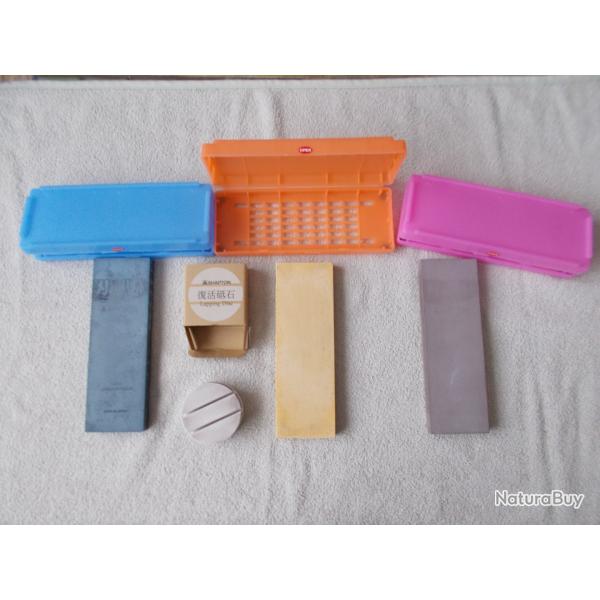 3 PIERRES A AIGUISER SHAPTON 320 /1000 / 5000 + DISQUE DE POLISSAGE/JAPONAISE KUROMAKU/AFFUTAGE