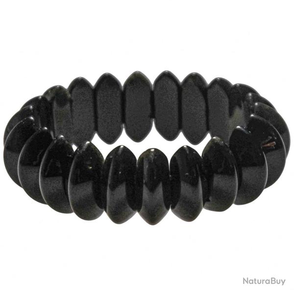 Bracelet de perles bic�ne arrondies en obsidienne noire