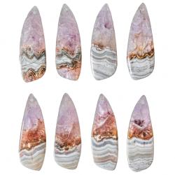 Cabochon larme en agate dentelle et am&eacute;thyste - A l'unit&eacute;