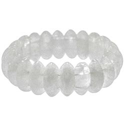 Bracelet de perles bic&ocirc;ne arrondies en quartz blanc