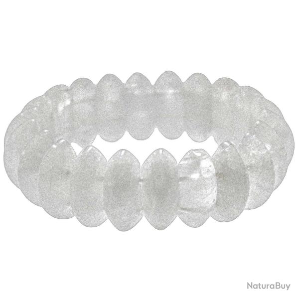 Bracelet de perles bic�ne arrondies en quartz blanc