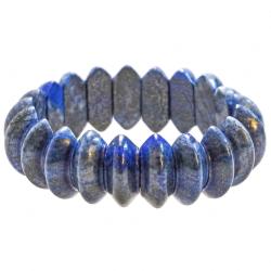Bracelet de perles bic&ocirc;ne arrondies en lapis lazuli