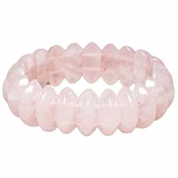 Bracelet de perles bic&ocirc;ne arrondies en quartz rose