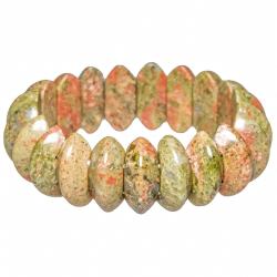 Bracelet de perles bic&ocirc;ne arrondies en unakite