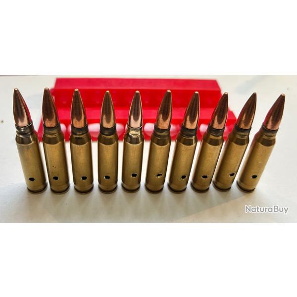 Lot de 10 munitions neutralis�es 300 Savage, percut�es, vides, et perc�es selon la l�gislation