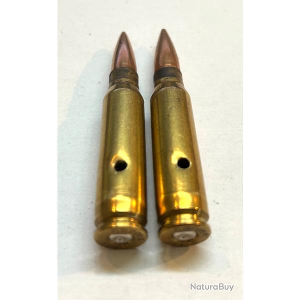 Lot de 2 munitions neutralis�es 300 Savage, percut�es, vides, et perc�es selon la l�gislation