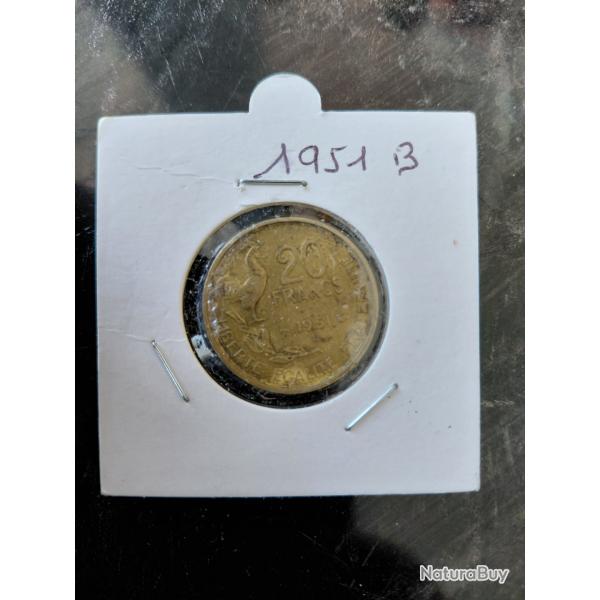 Pi�ce 20 Francs Guiraud 1951 atelier B