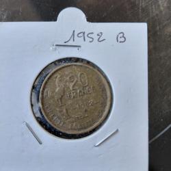 Pi&egrave;ce 20 Francs Guiraud 1952 atelier B