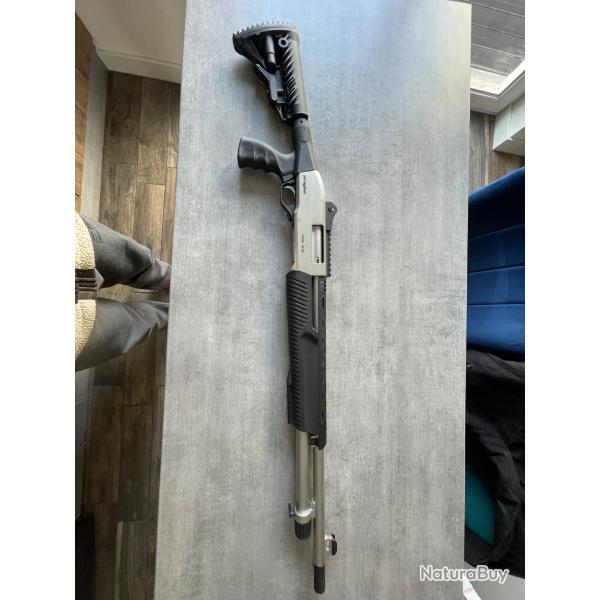 Fusil a pompe neuf ray� Armsan RS X2 marine, cal 12/76, 7+1, tactical et ressort de rappel