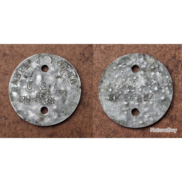 USA ww1 - 1918 - Rare et authentique Plaque d'identit� - Pi�ce terrain