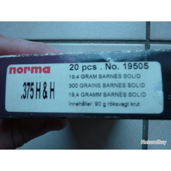 BALLES 375 H&H 300 GRAINS 19.4 GRAMM BARNES SOLID
