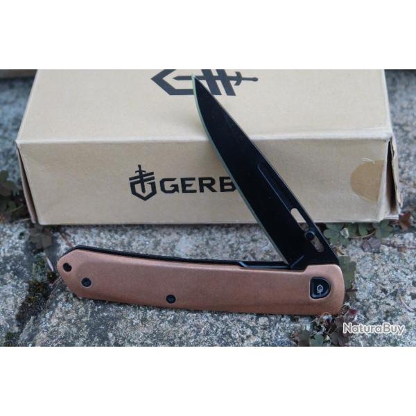 Couteau Gerber Affinity Copper Manche Cuivre/Acier Lame Acier D2 Black Framelock Clip