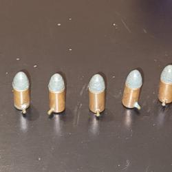 Lot de 5 cartouches anciennes 7 mm &agrave; broche - cat&eacute;gorie D - collection - N&deg;1