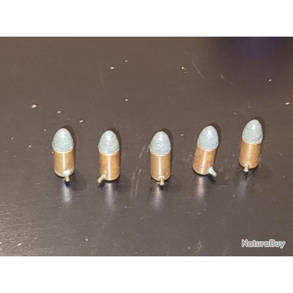 Lot de 5 cartouches anciennes 7 mm � broche - cat�gorie D - collection - N�1