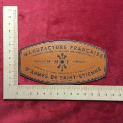 Etiquette en cuir pour coffret d'arme "Manufacture Fran&ccedil;aise d'Armes de St Etienne" mod&egrave;le ovale