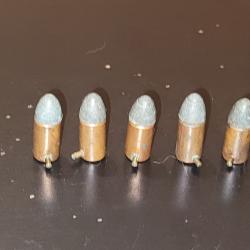 Lot de 5 cartouches anciennes 7 mm &agrave; broche - cat&eacute;gorie D - collection - N&deg;5