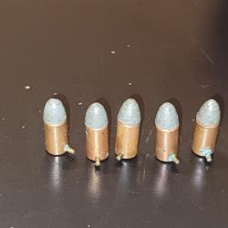 Lot de 5 cartouches anciennes 7 mm &agrave; broche - cat&eacute;gorie D - collection - N&deg;4