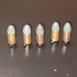 Lot de 5 cartouches anciennes 7 mm &agrave; broche - cat&eacute;gorie D - collection - N&deg;6