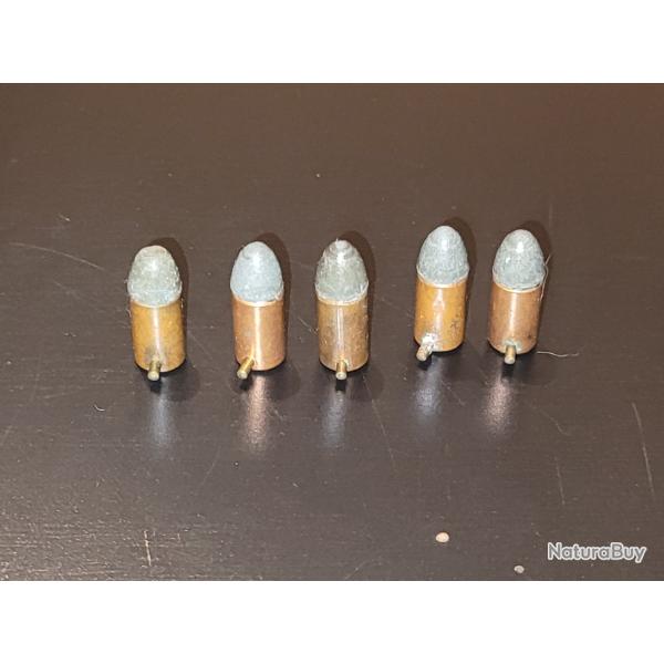 Lot de 5 cartouches anciennes 7 mm � broche - cat�gorie D - collection - N�6