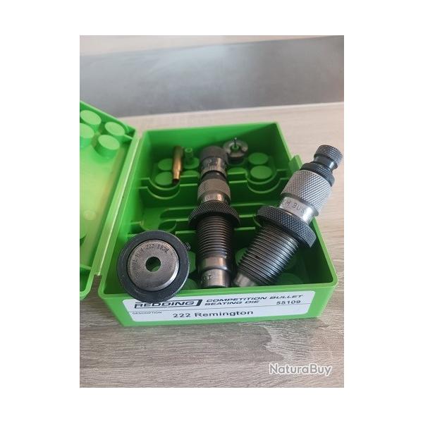 Jeu d'outils Redding 222 Remington Type S et si�geur comp�tition avec 3 Bushings