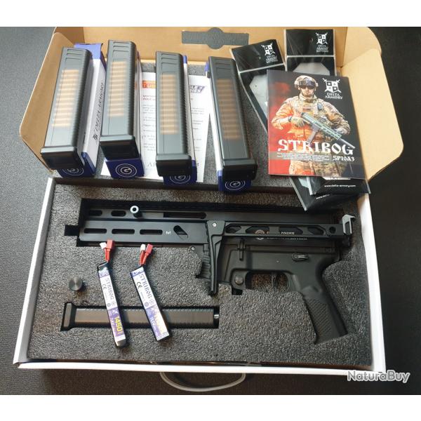 AEG Stribog SP10A3 Alpha Upgrade Delta Armory + Crosse Squelette + 4 chargeurs + 2 Batteries