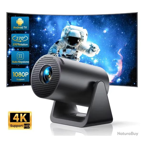 Mini projecteur portable WiFi 6 avec support rotatif 270�, Android 11, 300 ANSI - Wimius L1