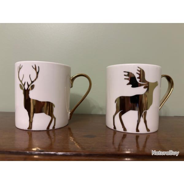 Paire de mugs ��cervid�s��