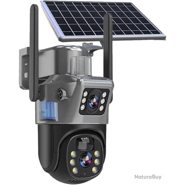 Cam�ra solaire 4K 8MP avec carte Sim livr�e avec une m�moire 256G IP ext�rieure double Protection
