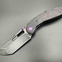 Couteau Ketuo Yakuza CF Lame Acier 154CM SW Manche Purple Marble Carbon Fiber Linerlock KETM0104