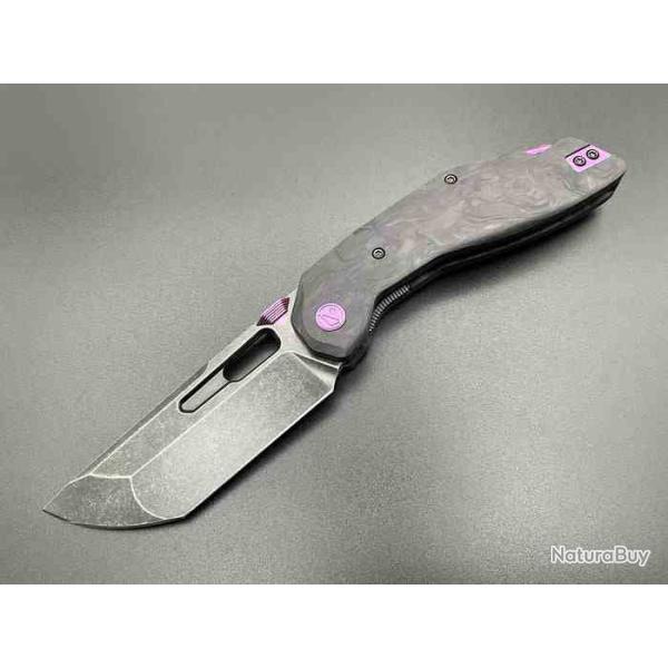 Couteau Ketuo Yakuza CF Lame Acier 154CM SW Manche Purple Marble Carbon Fiber Linerlock KETM0104