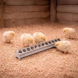 Mangeoire m&eacute;tal galvanis&eacute; poussins 50 cm &agrave; trous
